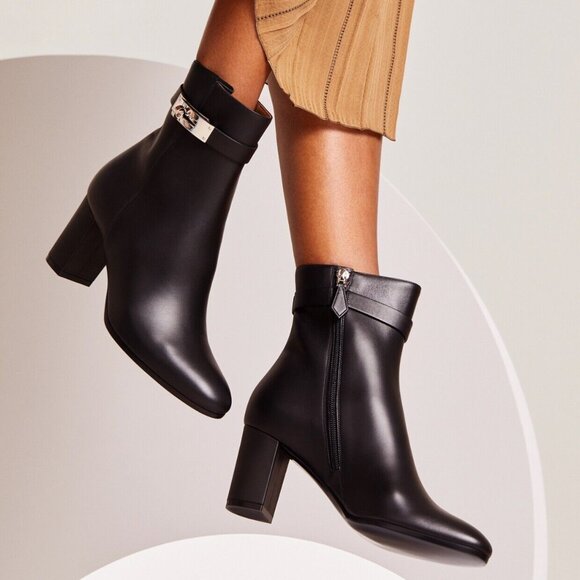 NIB HERMES Saint Germain Leather Women Ankle Boot Black BRAND NEW Size 37 EU - Picture 3 of 10